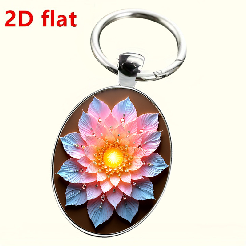 Exquisite Digital Style Lotus Pattern Key Chain